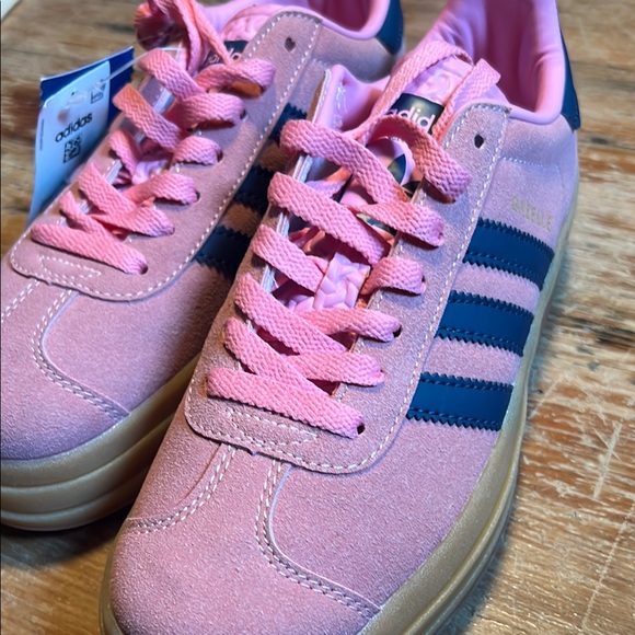 Adidas Pink and Navy Gazelle Sneakers - Picture 2 of 11